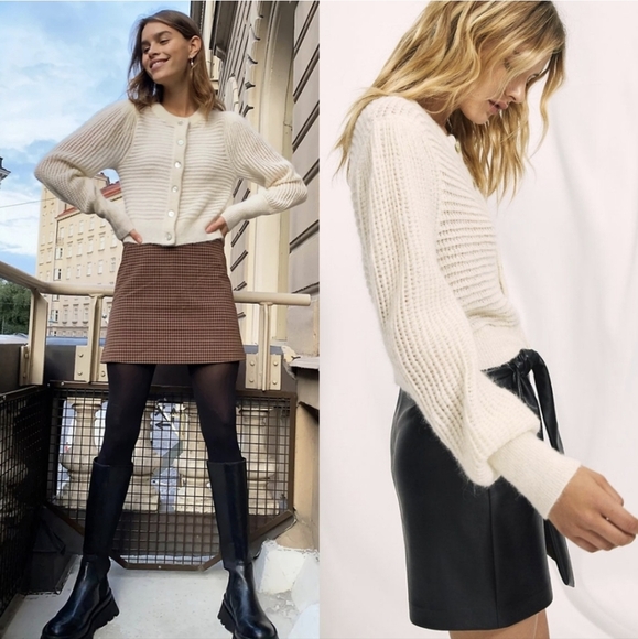 WILFRED Alessia Cardigan Mohair Alpaca Wool White Aritzia XXS - Picture 6 of 11